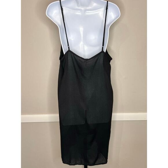 Free People Sheer Black Sleeveless V-Neck Slip Mini Dress Size Large NWOT - Picture 4 of 9